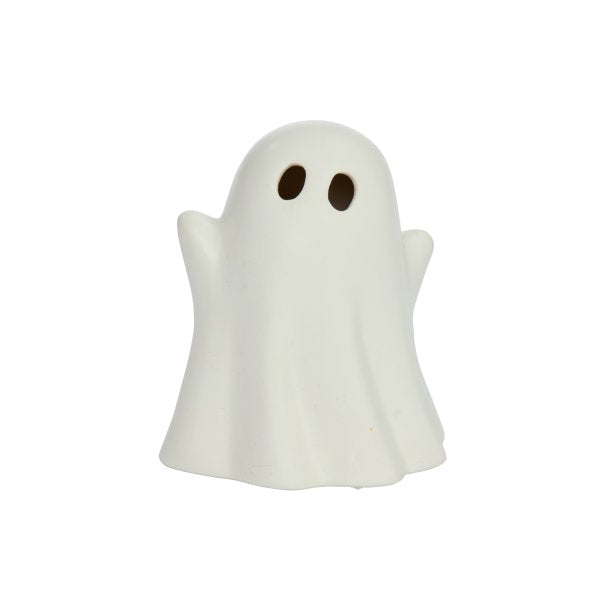 Halloween Large SpookEyes White Ghost Ceramic Light Up Decoration - 11cm