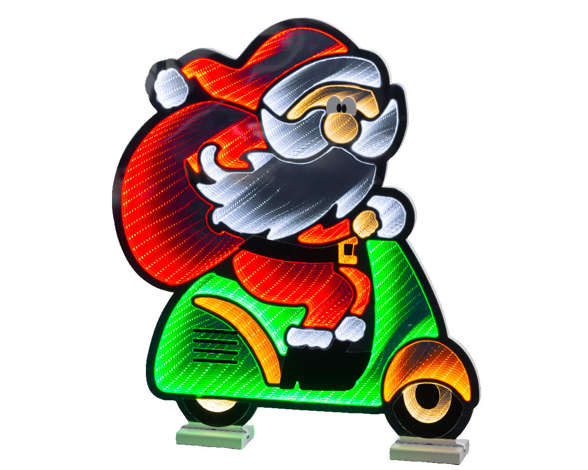 Standing Santa on Scooter Infinity Mirror Light - 59cm