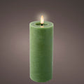 Green Battery Operated Warm White LED Indoor Candle - 7x19cm
