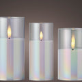 Set of 3 Iridescent Battery Operated Warm White LED Indoor Candle Mix