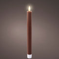 Box of 2 Dark Brown Battery Operated Warm White LED Indoor Dinner Candle - 2x25cm