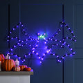 Halloween Purple Flying Effect Bat Metal Frame Wall Decoration with 102 LEDs 60cm