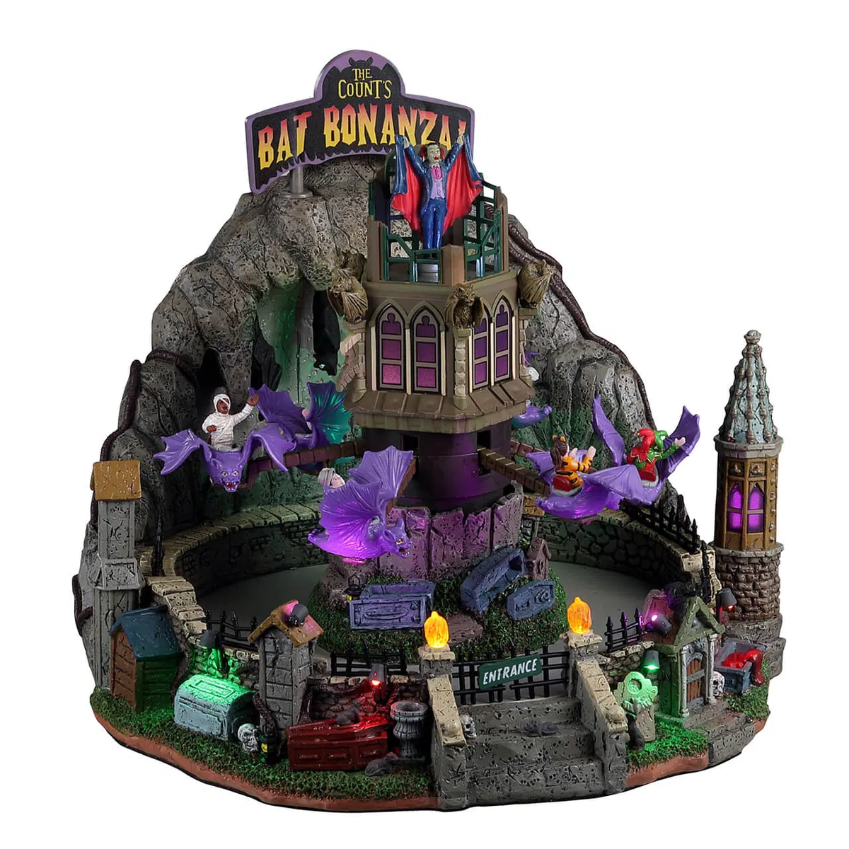 Lemax Spooky Town - The Count's Bat Bonanza with Lights, Sound & Motion