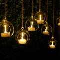 NOMA - Jute Rope Floating TeaLight Candles in Glass Bubbles with Remote Control - Pack of 6