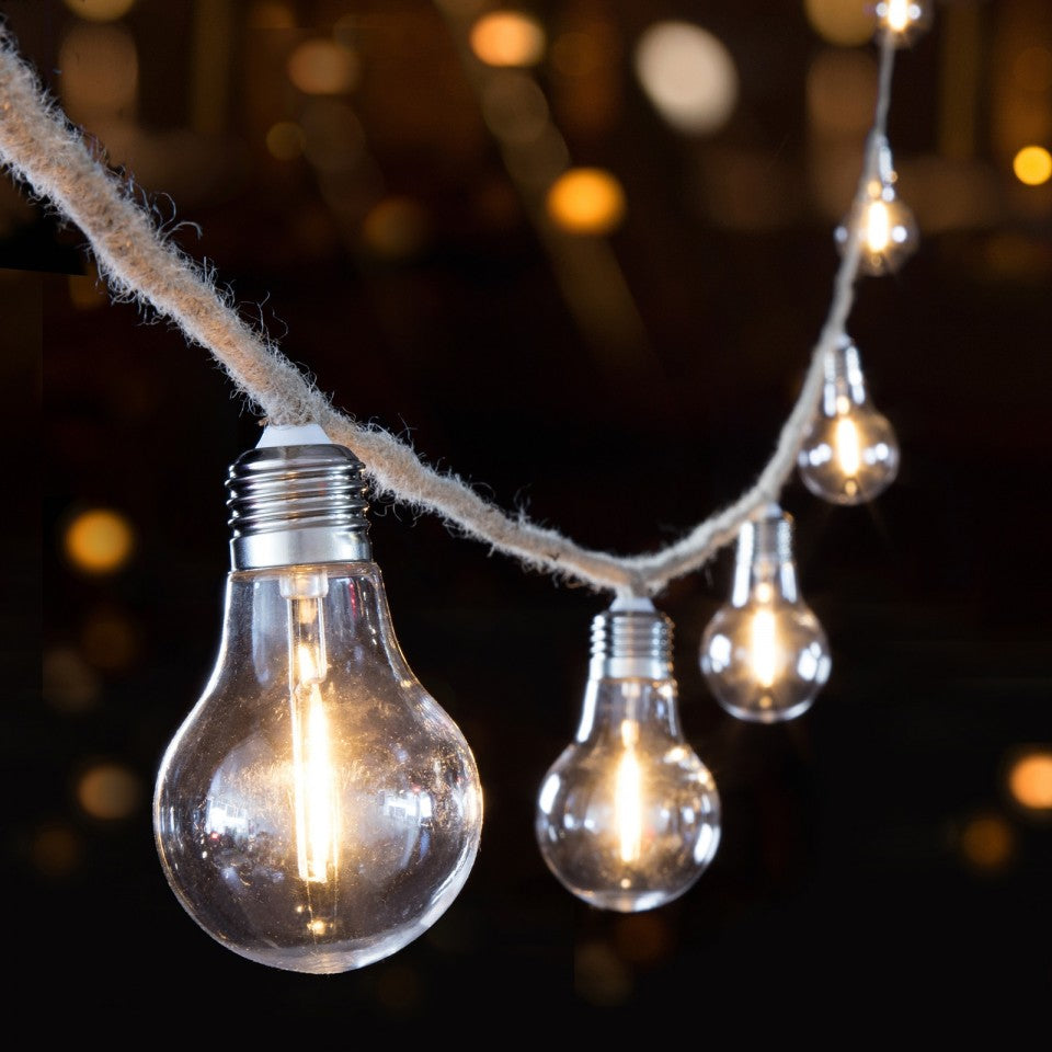 Premier - 10 Bulb Jute Rope Party String Lights 4.5m Lit Length