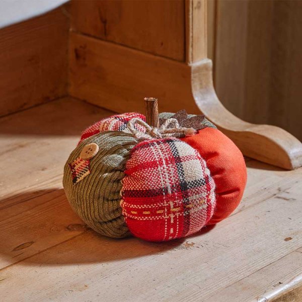 Large PatchPumpkin Tartan Halloween Autumn - 18cm