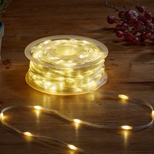 TwoTone Duo Bulb String Lights - 100 LEDs Roll with Warm White & Multi Coloured Lights