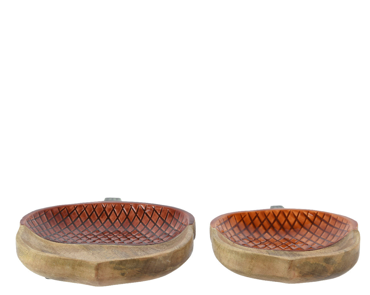Pinecone Carved Mangowood Wooden Plate