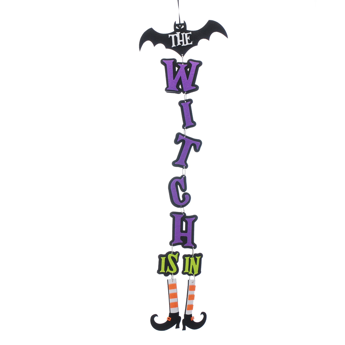 Hanging Purple Halloween Witch sign - 90cm