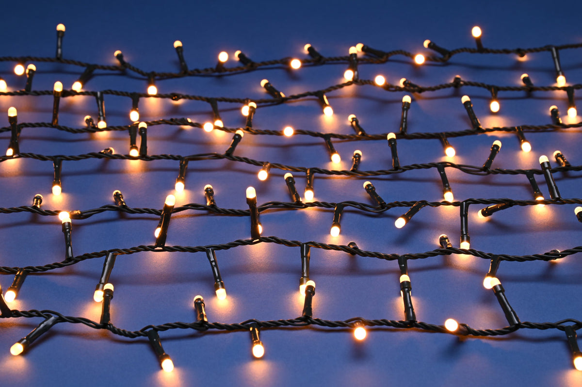Festive Glow-Worm Lights Traditional Warm White Set of 2000 LEDs