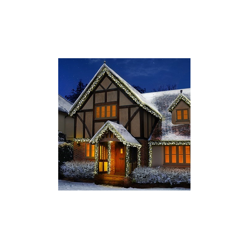 Premier Clear Cable 960 Cool & Warm White LED Multi Action Christmas Cluster Brights String Lights