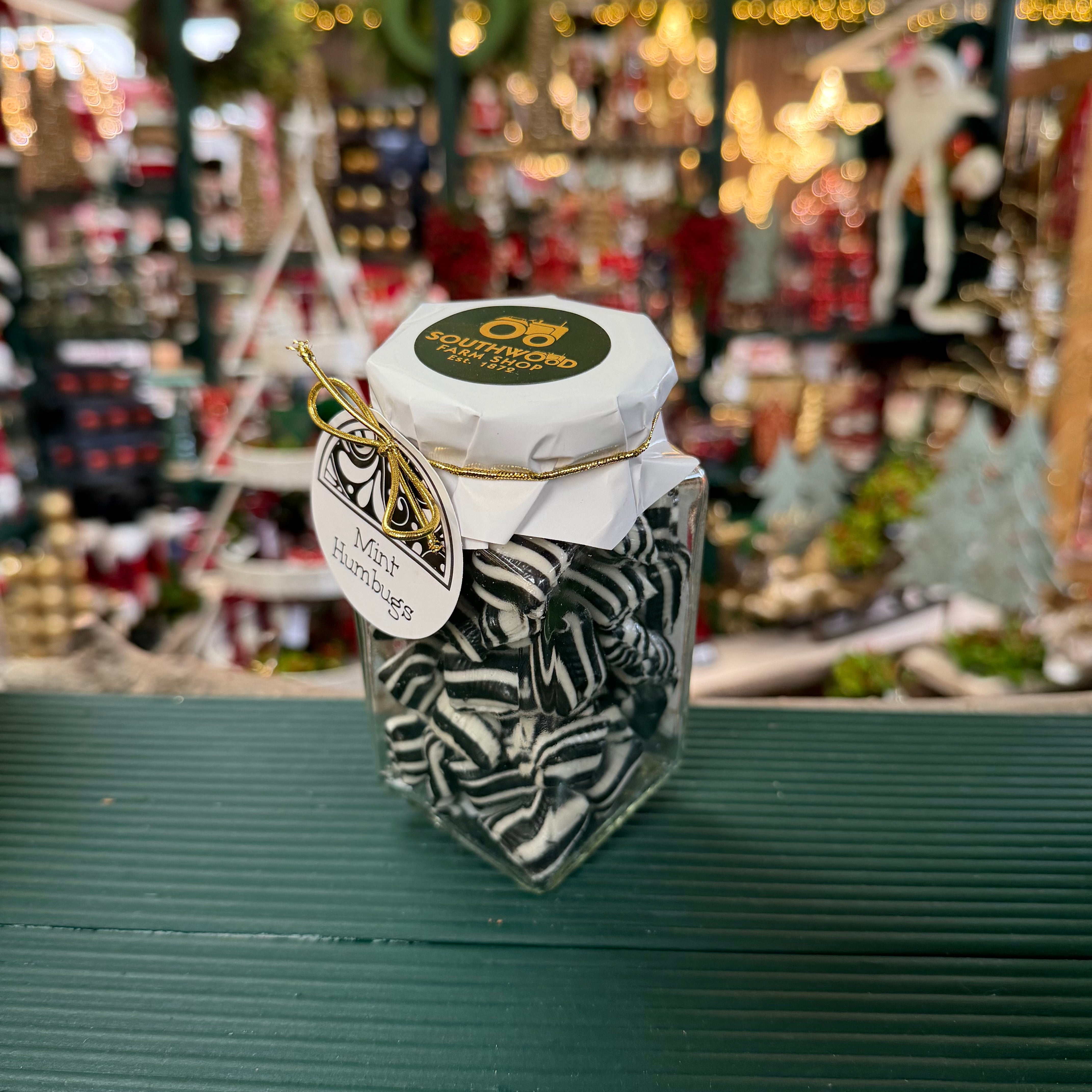 Southwood Farmshop - Glass Jar of Mint Humbugs 210g