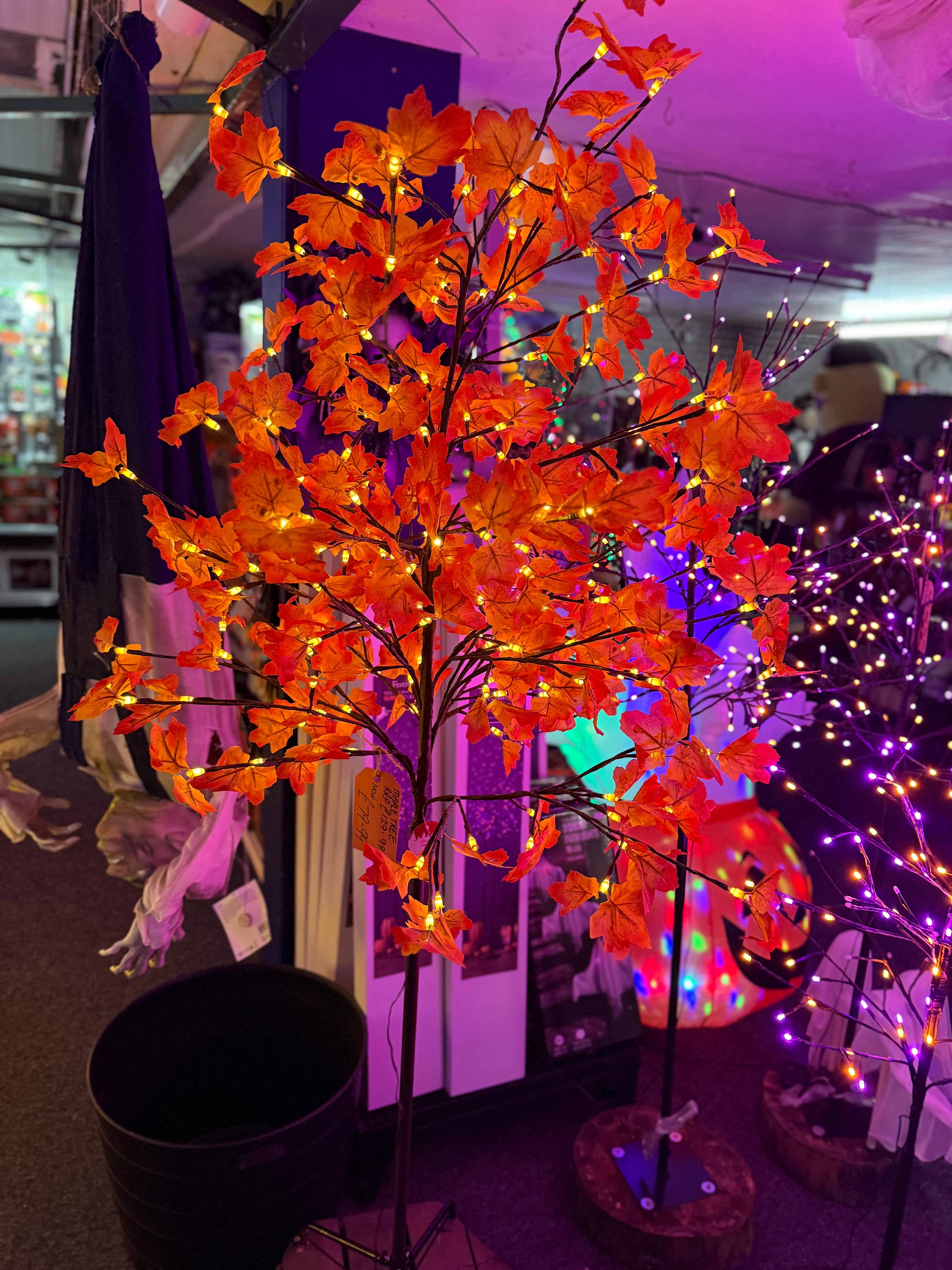 Jingles Autumn Maple Leaf Light Up Twig Tree with Warm White LEDs - 180cm