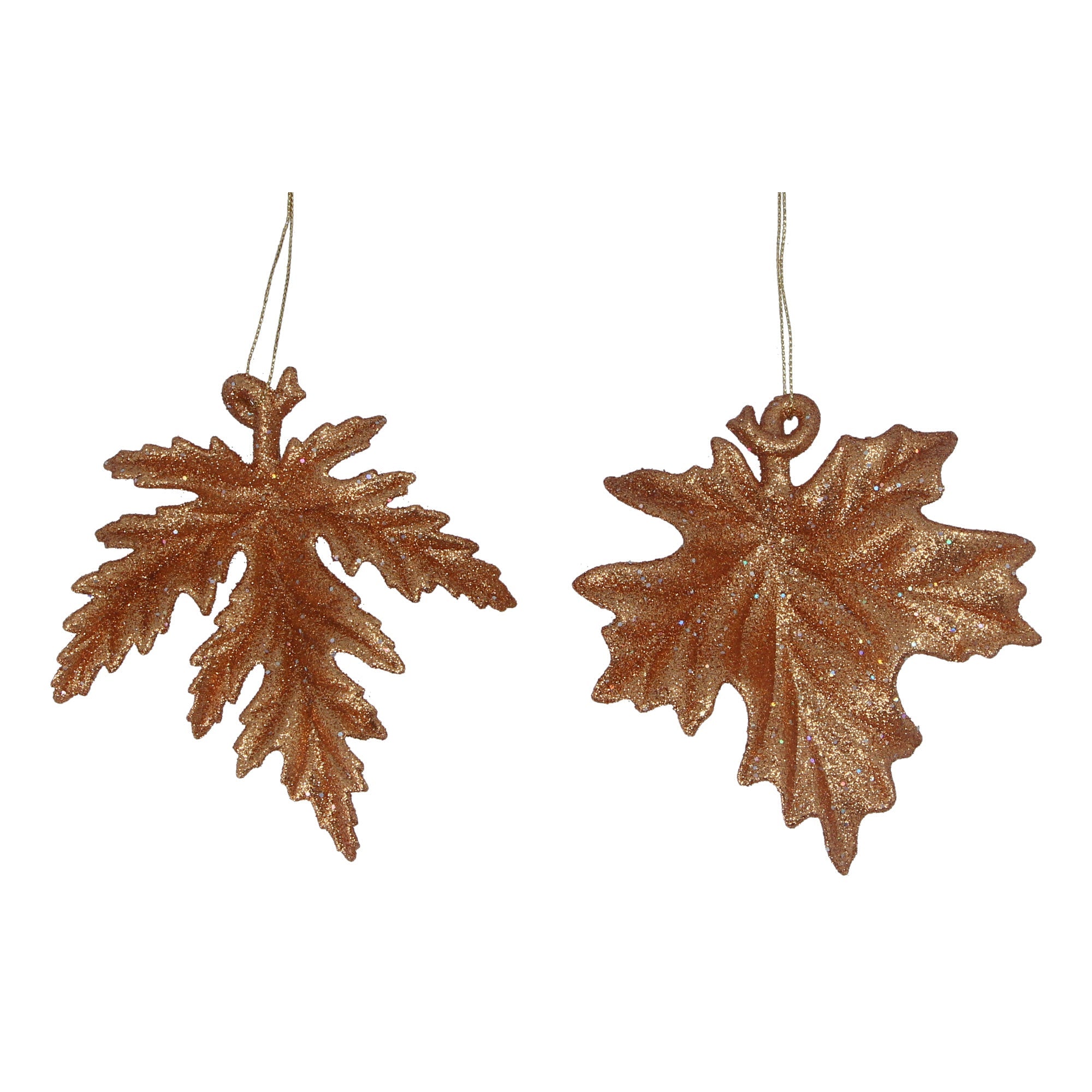 Gisela Graham - Copper Glitter Leaf Christmas Tree Decoration - Individual