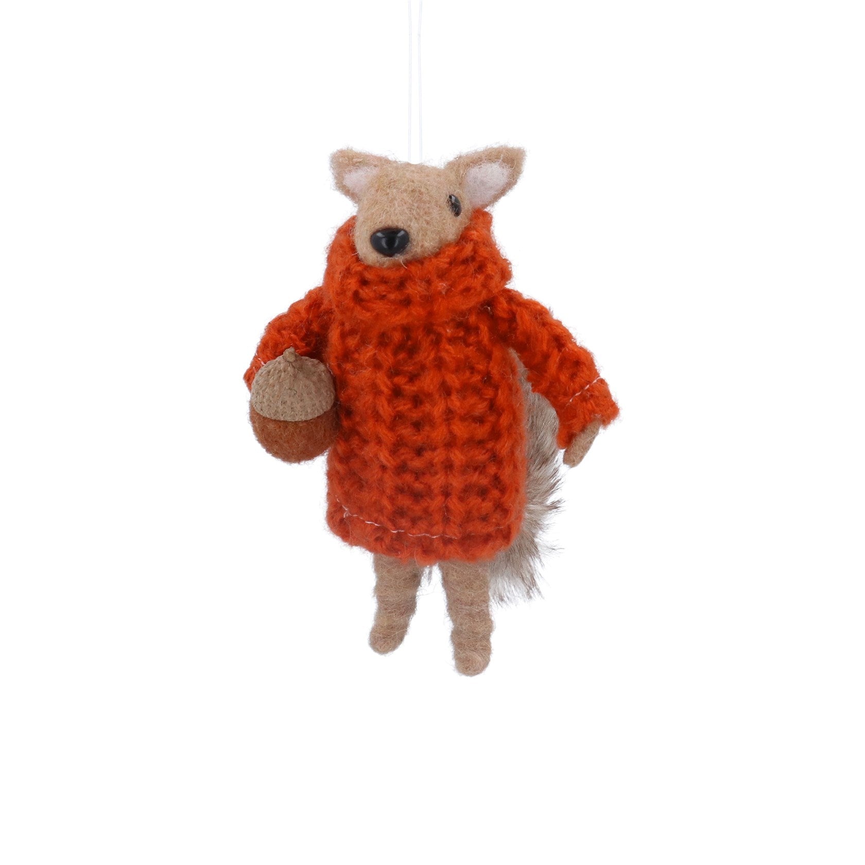 Gisela Graham Wool Christmas Squirrel in Orange Jumper