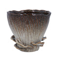 Gisela Graham - Brown Reactive Mushrooms Detail Stoneware Pot Cover 16cm