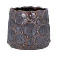 Gisela Graham Brown Metallic Mushroom Stoneware Pot Cover - 14cm