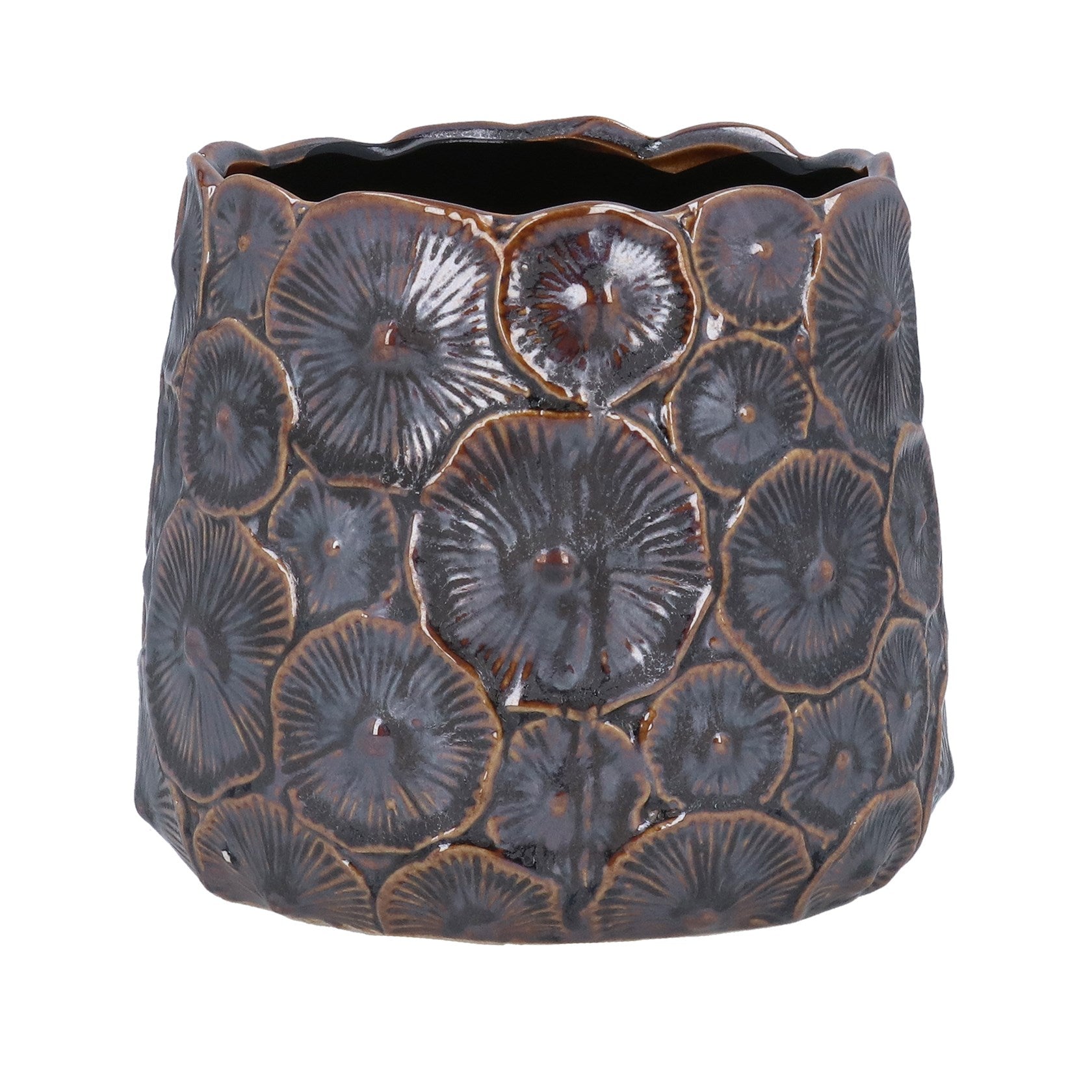 Gisela Graham Brown Metallic Mushroom Stoneware Pot Cover - 14cm