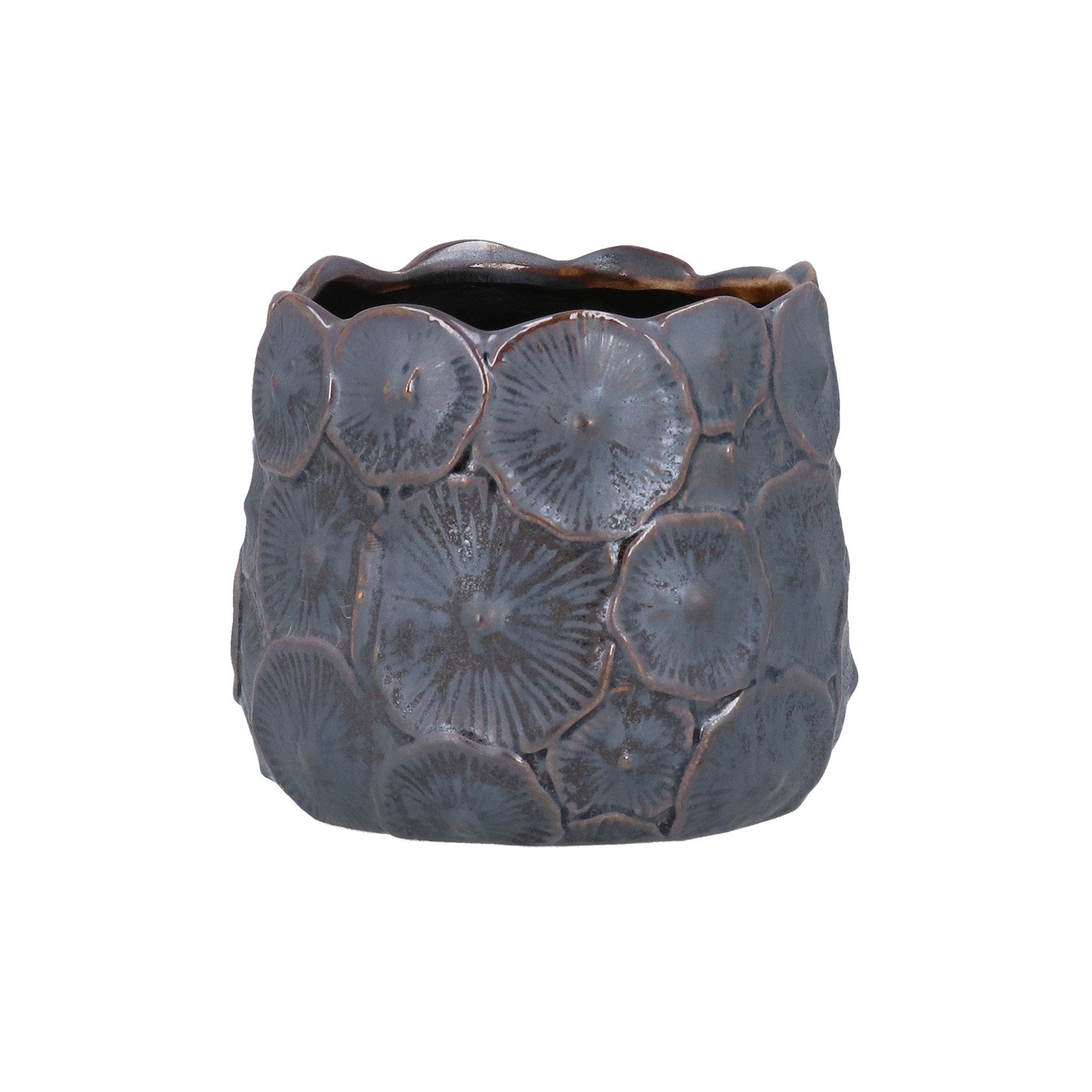 Gisela Graham Brown Metallic Mushroom Stoneware Pot Cover - 11cm