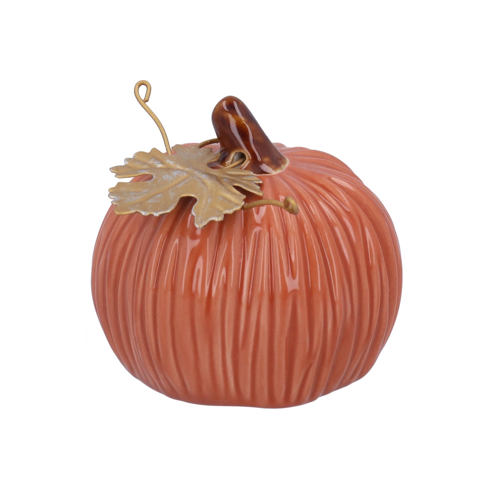 Gisela Graham Stoneware Orange Pumpkin Ornament - 8cm