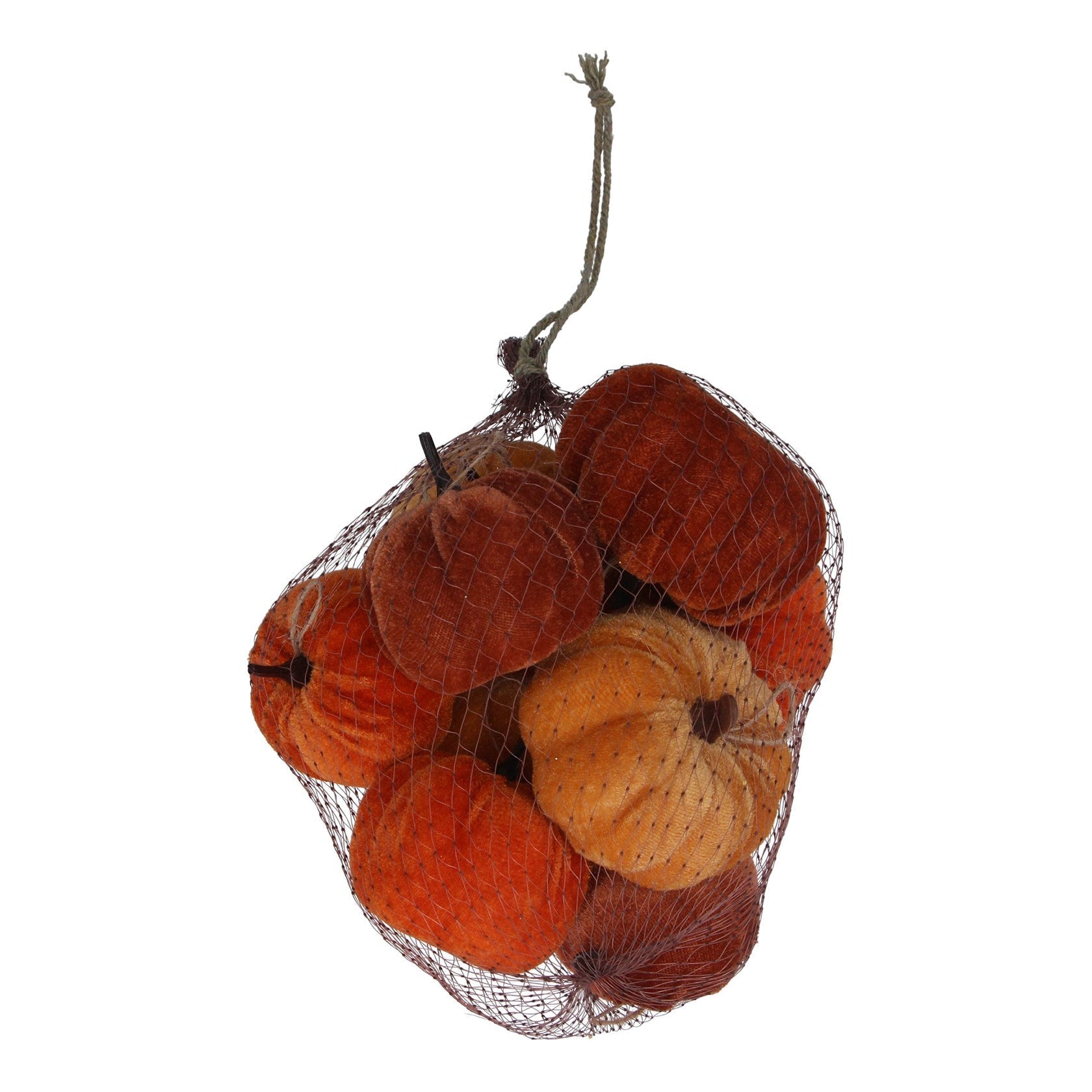 Gisela Graham Bag of 9 Mixed Velvet Mini Pumpkins Decorations