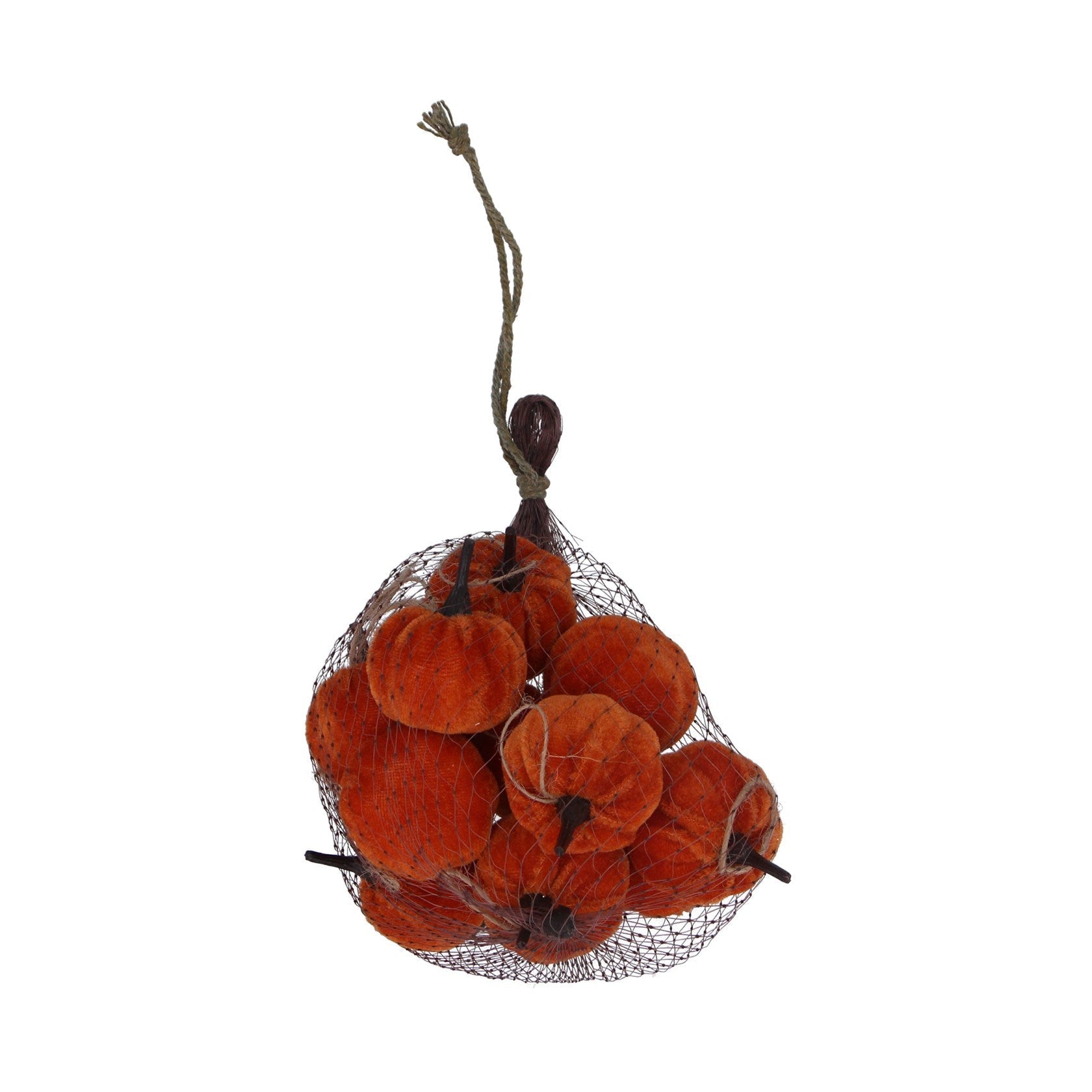 Gisela Graham Bag of 12 Orange Velvet Mini Pumpkins Decoration