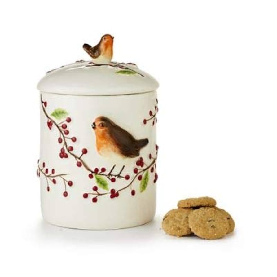 Grandma Wilds Ceramic Robin & Berries Biscuit Tin - 150g