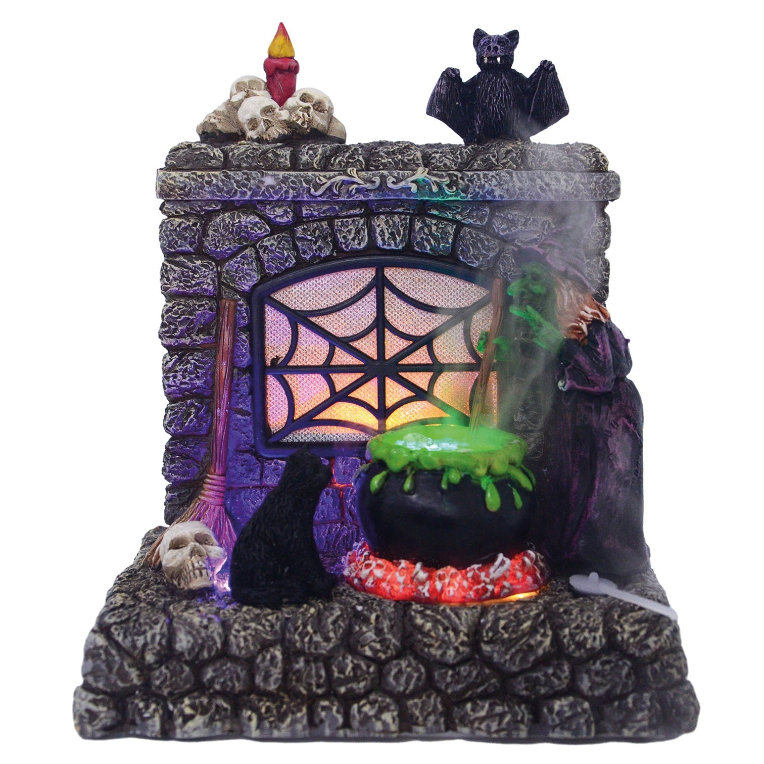 Light Up LED Halloween Witch Cauldron Scene with Smoke Effect