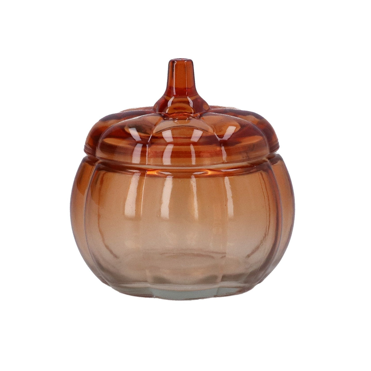 Gisela Graham - Mini Glass Pumpkin Pot with Lid 9cm