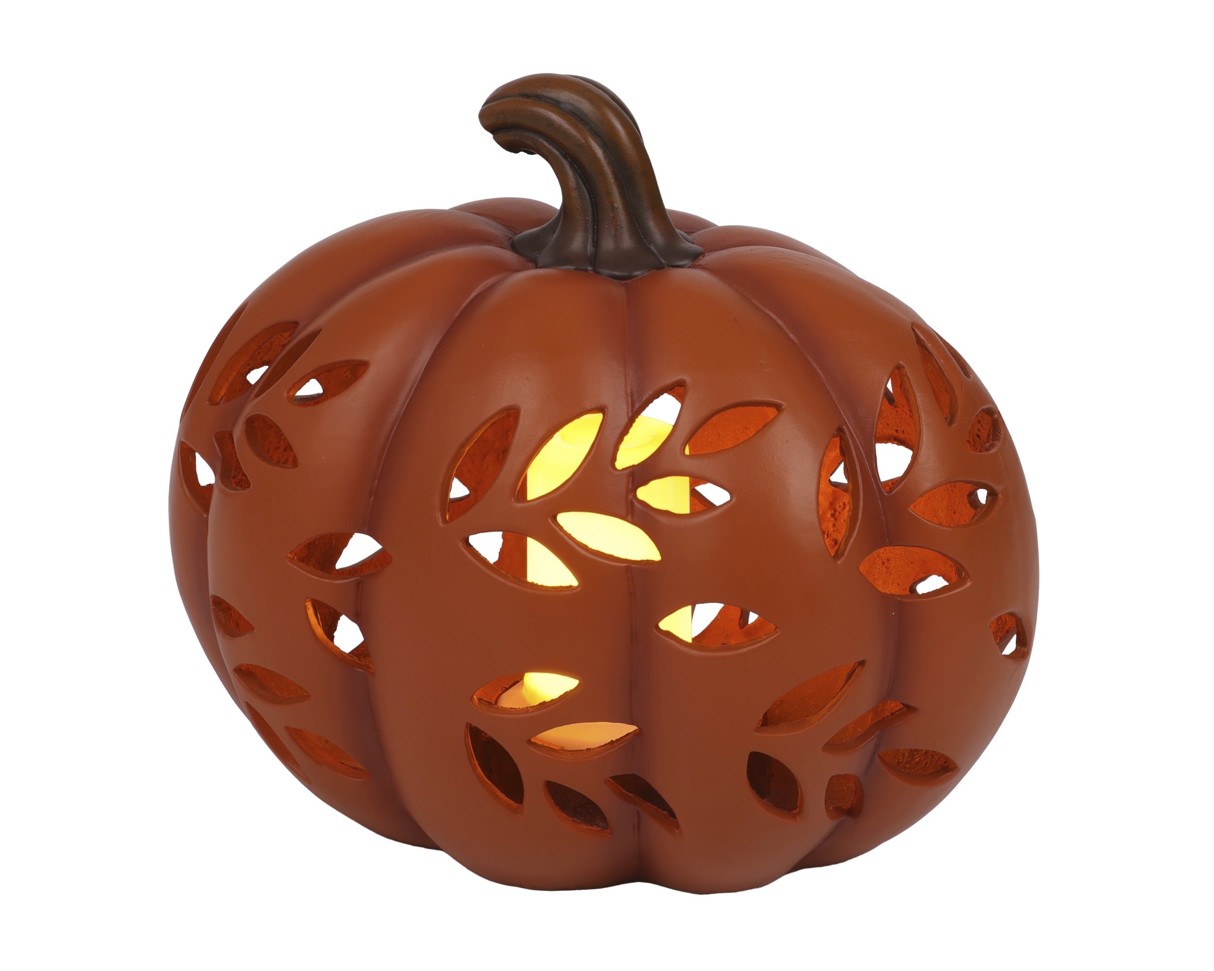 Autumn Pumpkin Ornament with Flame Effect Light