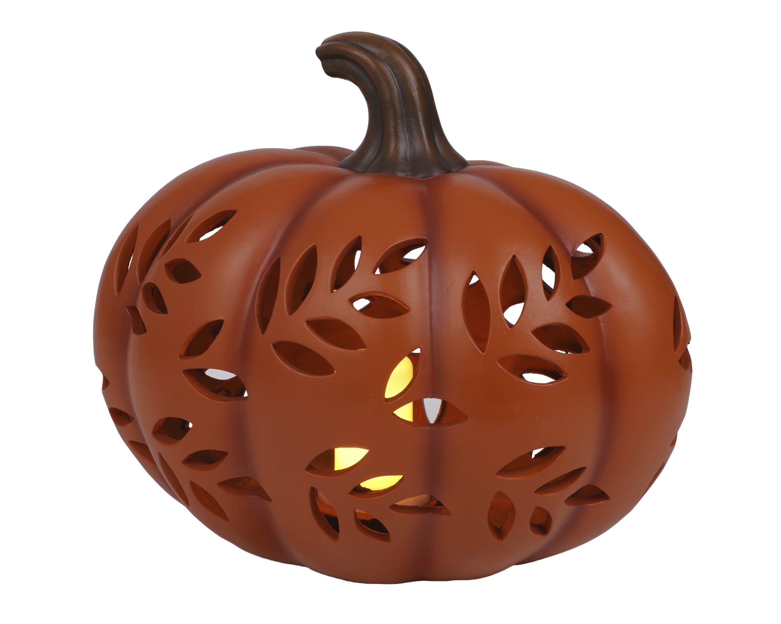 Large Autumn Pumpkin Ornament with Flame Effect Light