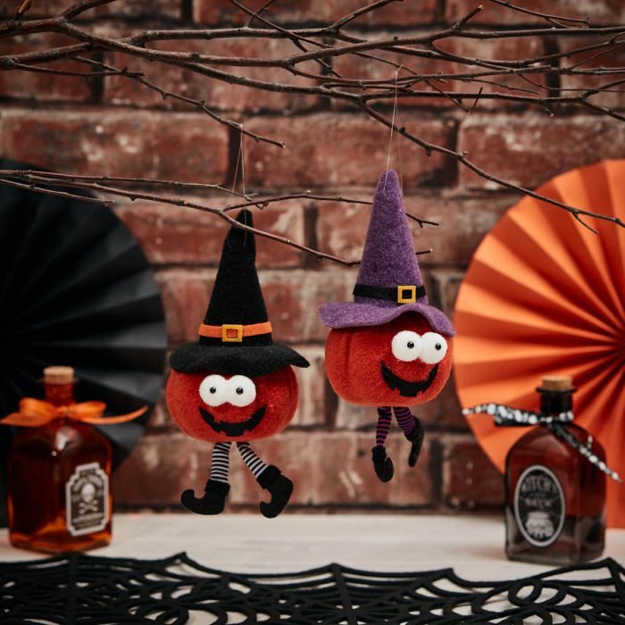 Halloween Novelty Pumpkin Witch Hanger Fabric with Google Eyes