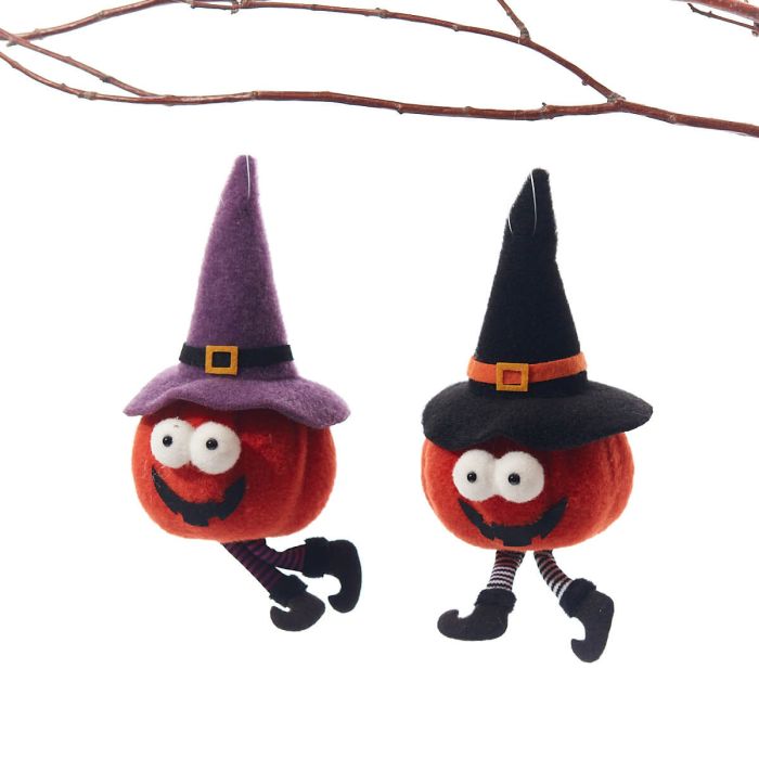 Halloween Novelty Pumpkin Witch Hanger Fabric with Google Eyes