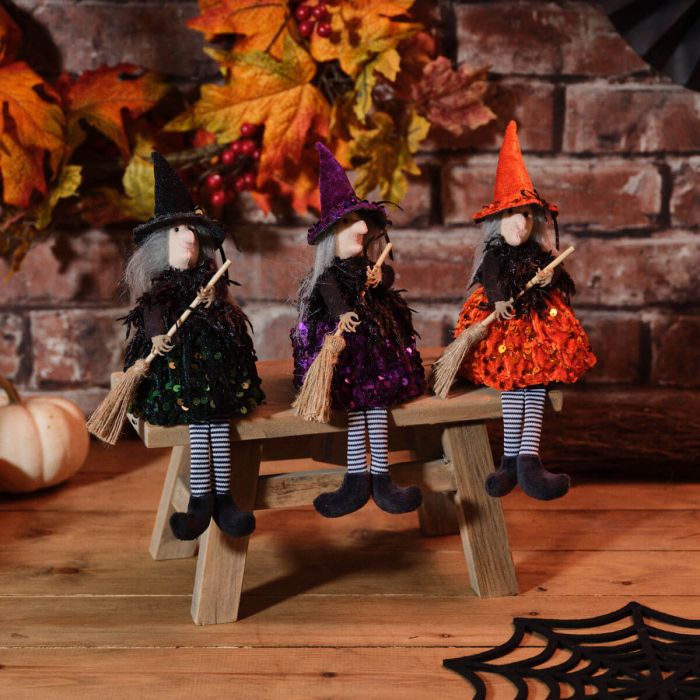 Spooktacular Sequin Shelf Sitter Witch