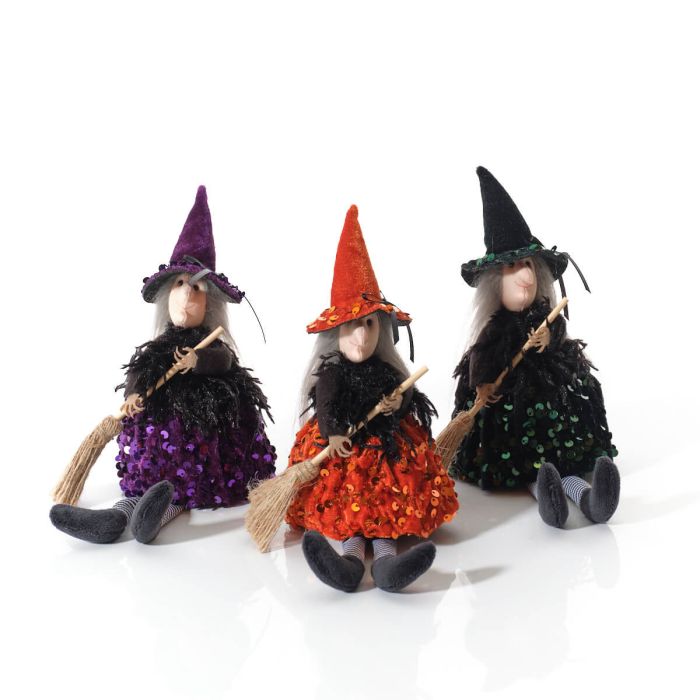 Spooktacular Sequin Shelf Sitter Witch