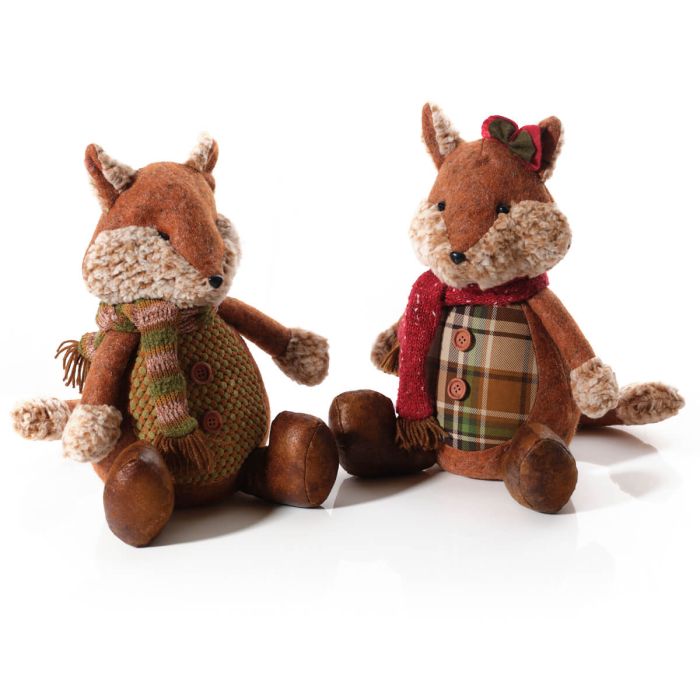 Mr And Mrs Dressed Fox Sitting Doorstop