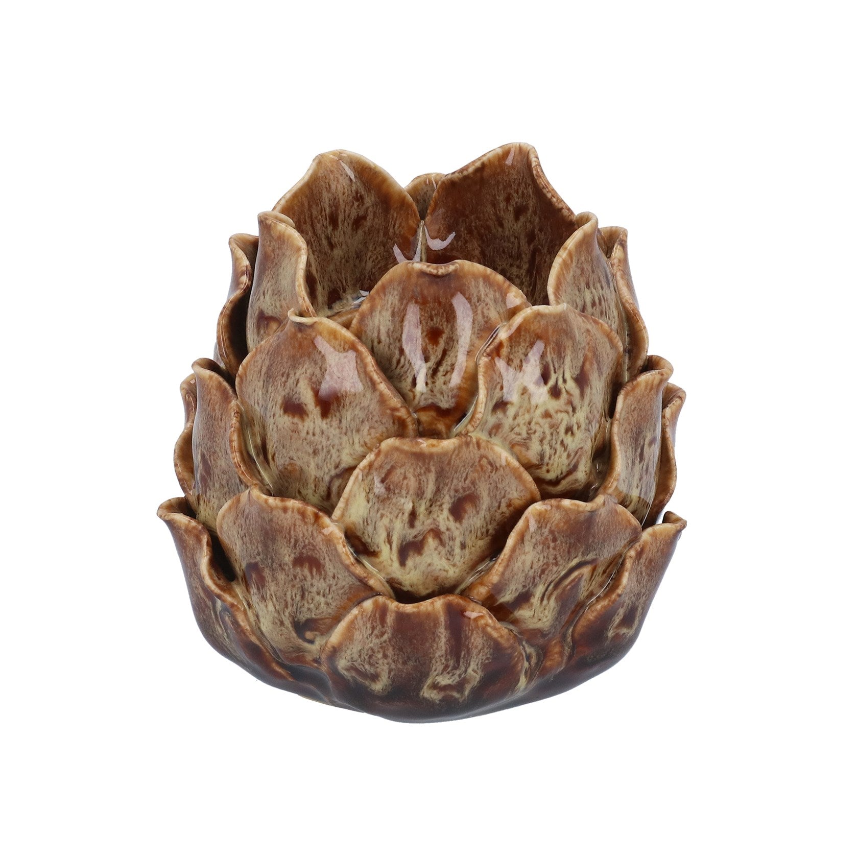Gisela Graham Brown Reactive Glaze Artichoke Porcelain T-lite Holder - 10cm