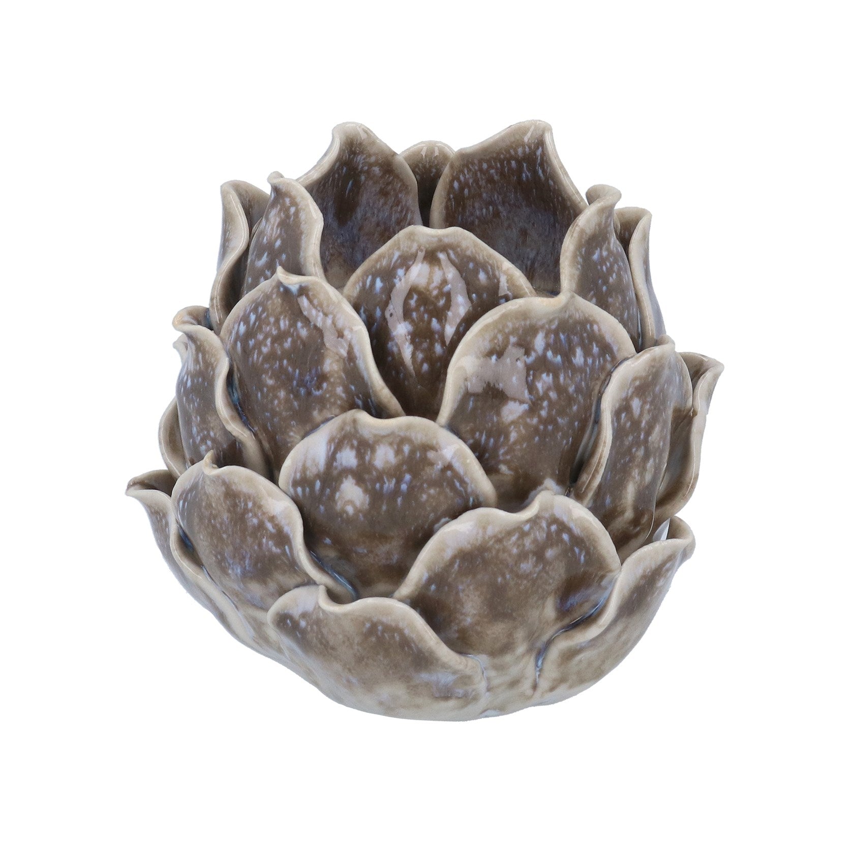 Gisela Graham Grey Reactive Glaze Artichoke Porcelain T-lite Holder - 10cm