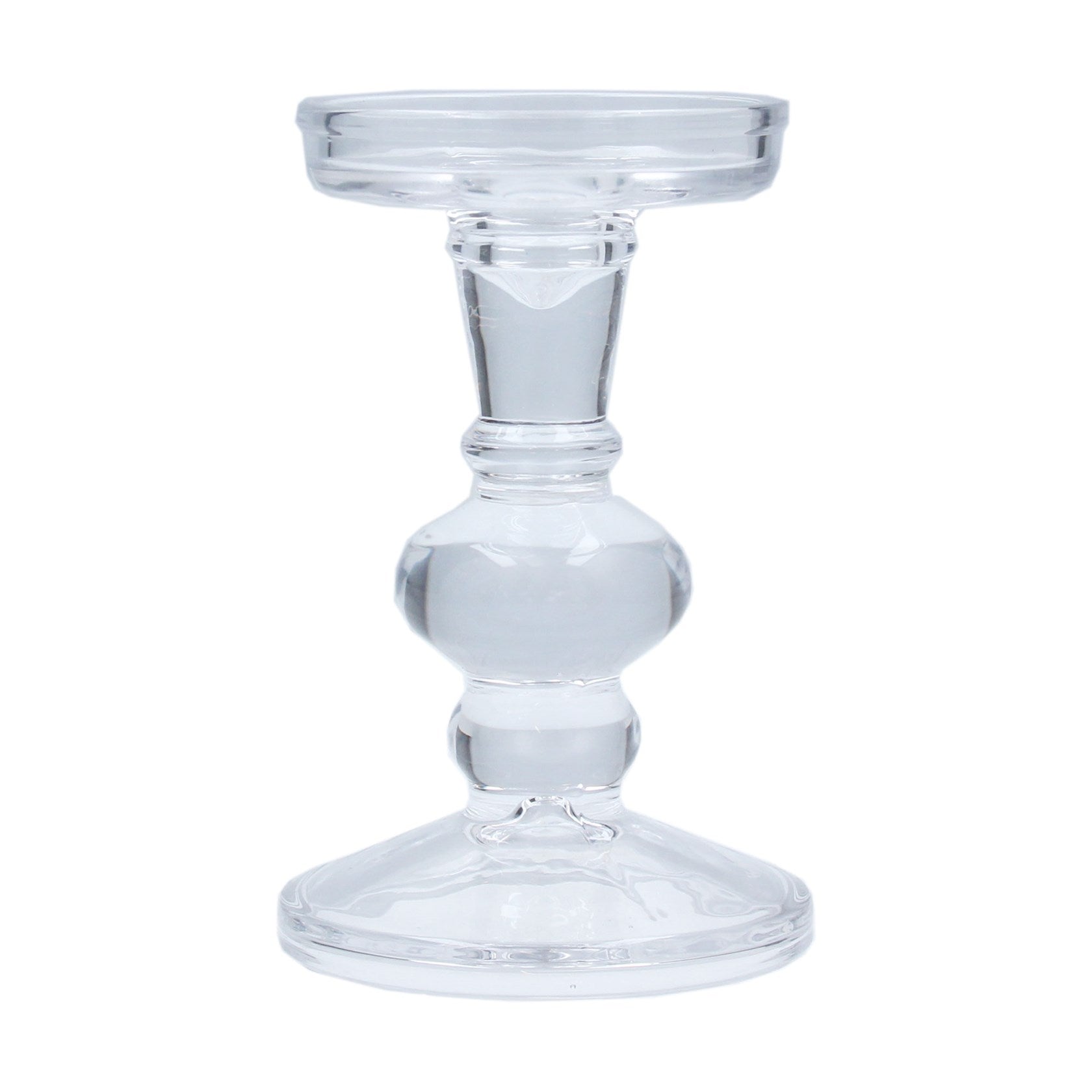 Gisela Graham - Glass Candleholder 15cm - Glass Clear Candlestick