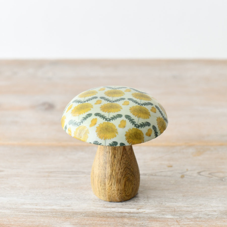 Wooden Mushroom with Sunflower Design 10 cm