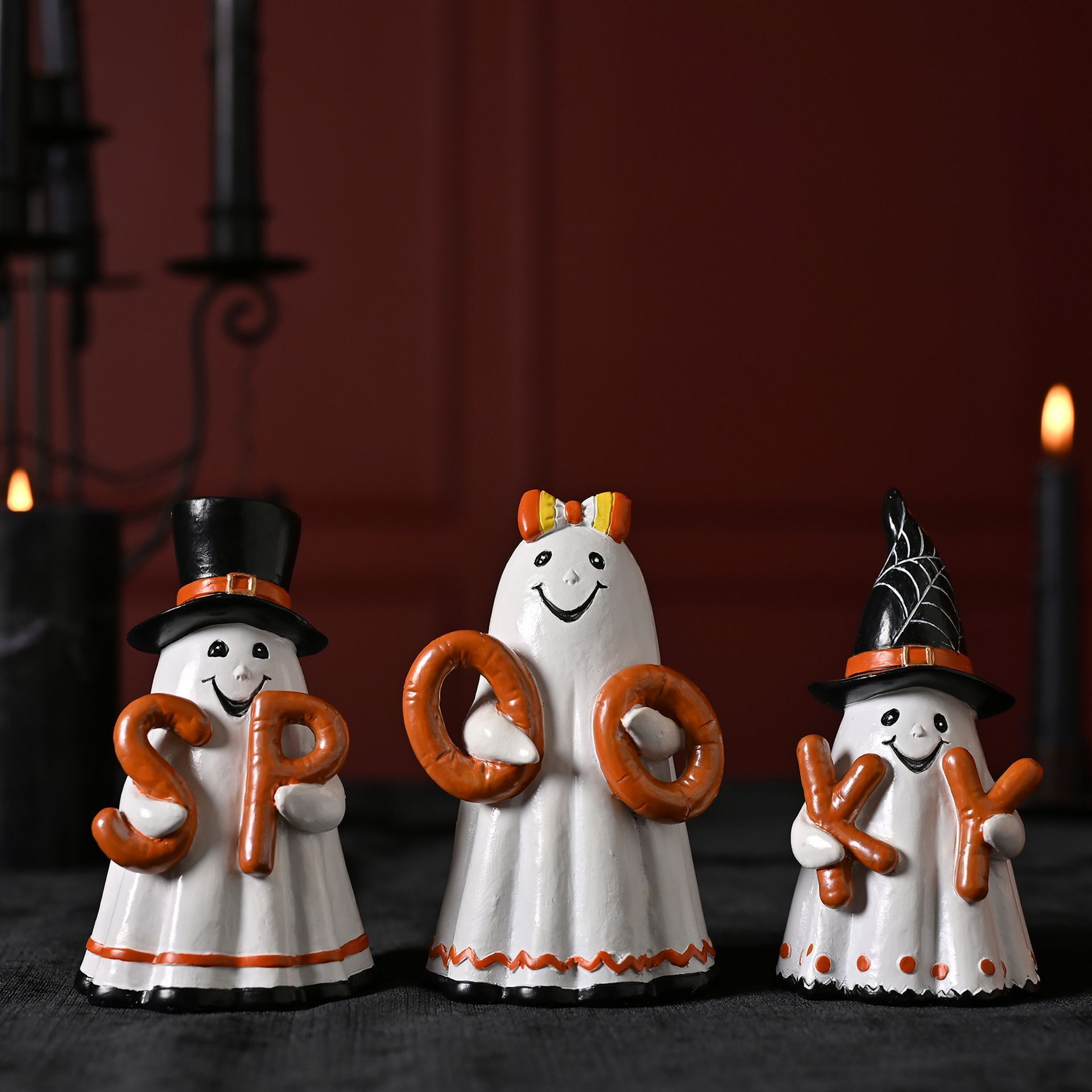 Halloween Spooky Ghost Figurines - Set of 3