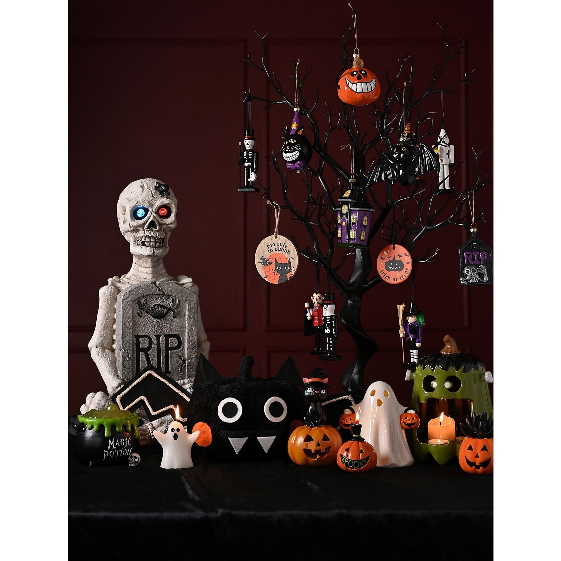 Halloween Black Cat on a Pumpkin Light Up Ornament