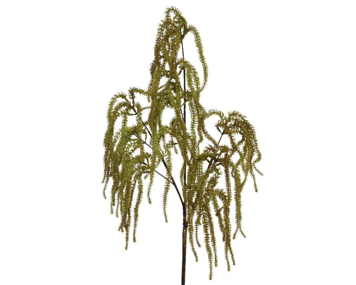 Autumnal Green and Brown Plastic Spray Leaves Pick