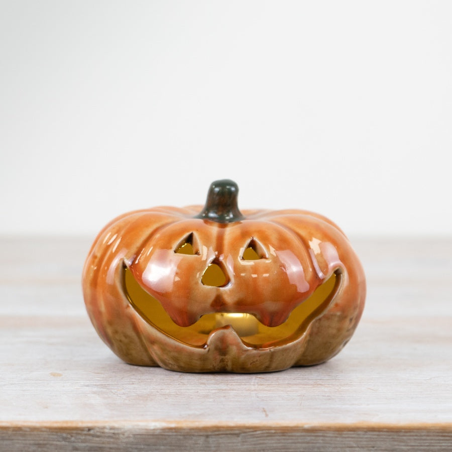 Light Up LED Jack o Lantern Face Pumpkin Decoration 12cm