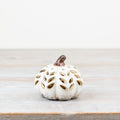 Light Up Patterned Small White Pumpkin Ornament - 8.8cm