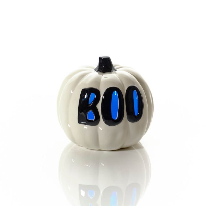 Spooktacular Ceramic Boo Pumpkin Lantern With Changing Led Light Colour