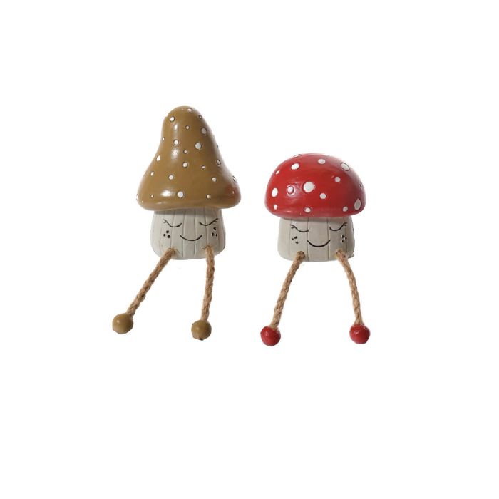 Toadstool Tales Resin Mushroom Shelf Sitter With Smiley Face