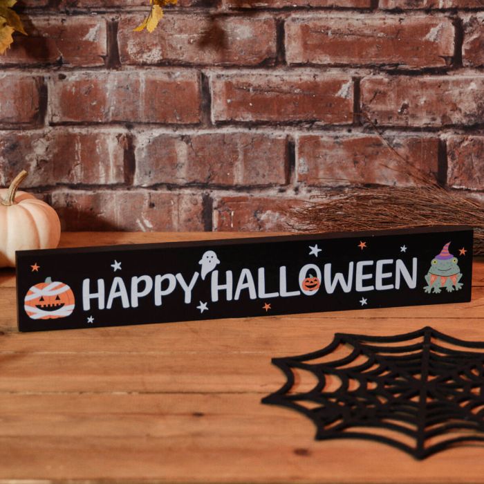 Spooktacular Happy Halloween Wooden Block Ornament