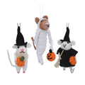 Gisela Graham - Mix Wool Hanging Decoration 14cm - Dressed Mouse with Pumpkin