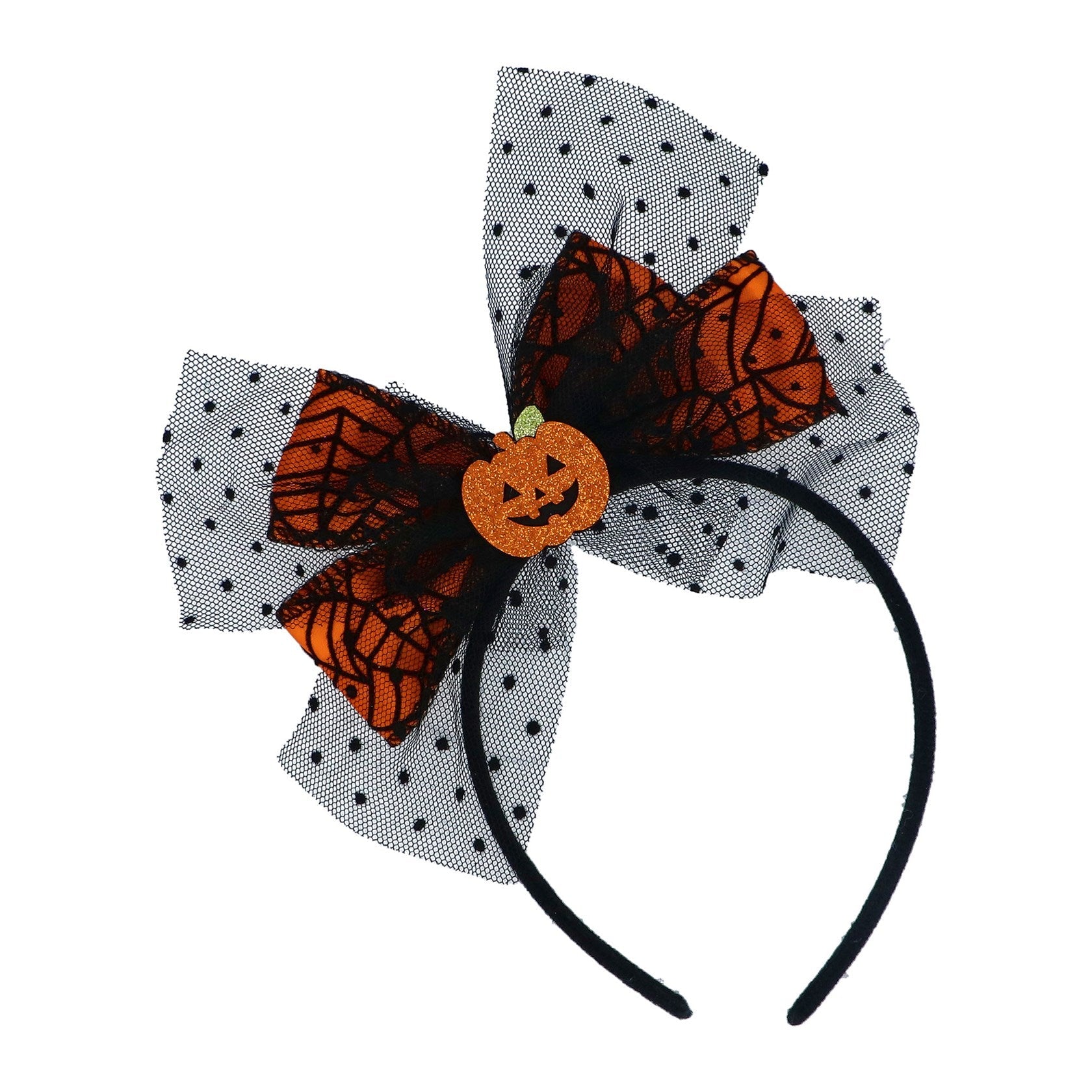 Gisela Graham Polyester Orange Pumpkin Bow Headband - 20cm